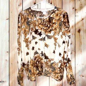 C.D. Petites Floral Rhinestone Cardigan. Size PXL